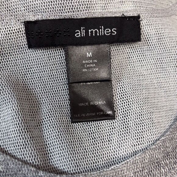 Ali Miles Lagenlook Layered Tunic Top Medium Silver Gray Mesh Button Detail - Picture 8 of 10